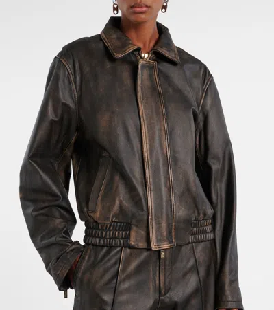 Jacques Wei Leather Jacket In Brown