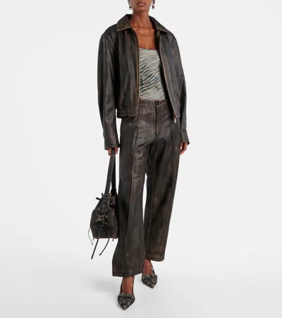 Jacques Wei Leather Jacket In Brown
