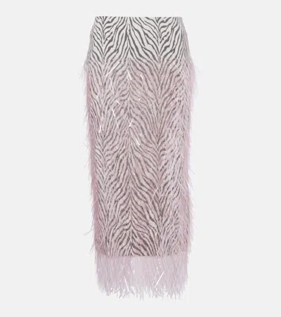 Jacques Wei Fringed Zebra-print Midi Skirt In Purple
