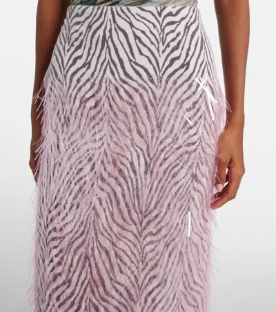 Jacques Wei Fringed Zebra-print Midi Skirt In Purple