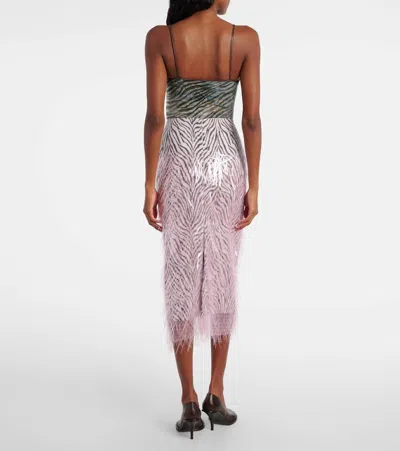 Jacques Wei Fringed Zebra-print Midi Skirt In Purple
