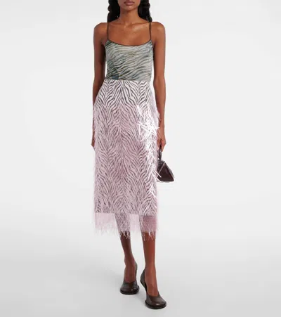 Jacques Wei Fringed Zebra-print Midi Skirt In Purple