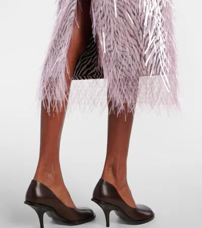 Jacques Wei Fringed Zebra-print Midi Skirt In Purple