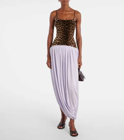 Jacques Wei Leopard-print Draped Maxi Dress In Multi