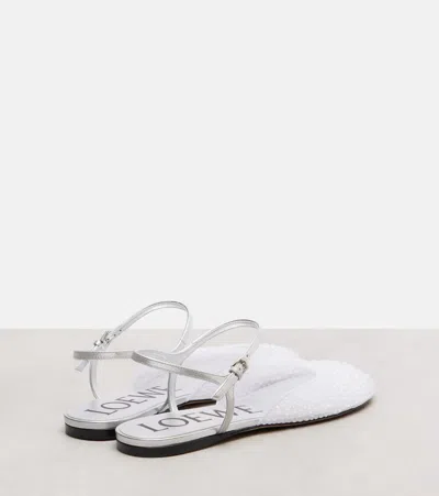 Loewe Toy Embellished Mesh Ankle-strap Ballerina Flats In White