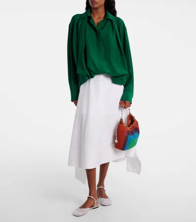 Loewe Toy Embellished Mesh Ankle-strap Ballerina Flats In White