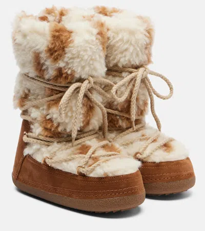 Inuikii Teddy High Suede And Teddy Snow Boots In Brown