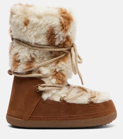 Inuikii Teddy High Suede And Teddy Snow Boots In Brown