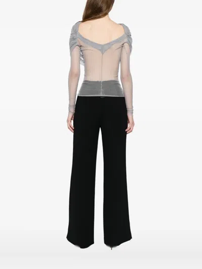 Christopher Esber Veiled Silk Top In Gray