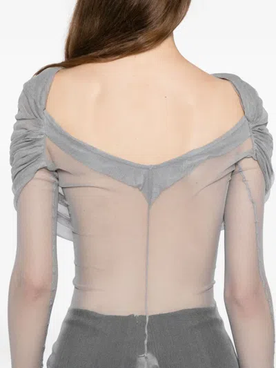 Christopher Esber Veiled Silk Top In Gray