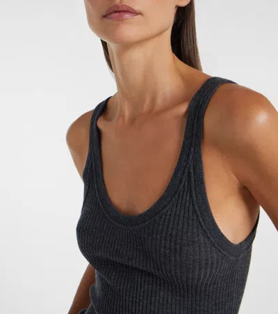 Calvin Klein Ella Ribbed-knit Wool Tank Top In Gray