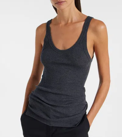 Calvin Klein Ella Ribbed-knit Wool Tank Top In Gray