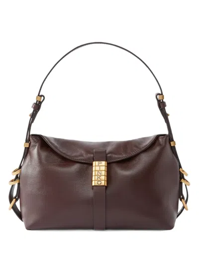 Pinko Petit Sac Porté Épaule Saddle Bag Baguette En Cuir In Burgundy