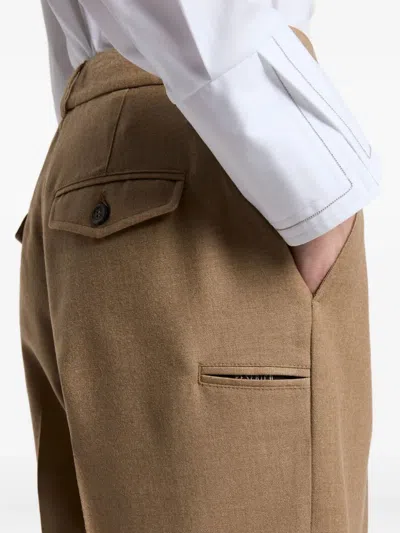 Peserico Wool Trousers Pleated Front Cuffed Hem In Animal Print