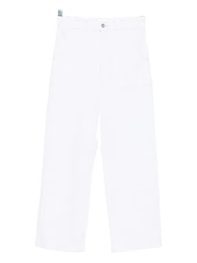 Frame The Pencil Crop High Waist Ankle Slim Straight Leg Jeans In White