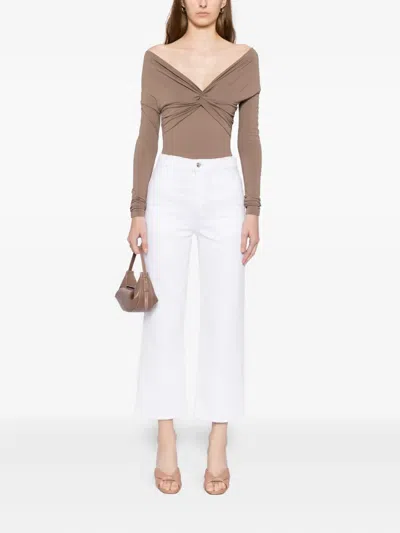 Frame The Pencil Crop High Waist Ankle Slim Straight Leg Jeans In White