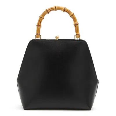 Jil Sander Goji Bamboo Crocodile-embossed Tote Bag In Black