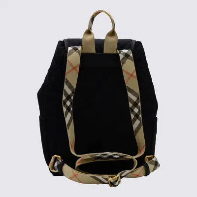 Burberry Womens Black Horseshoe Drawstring Woven Backpack