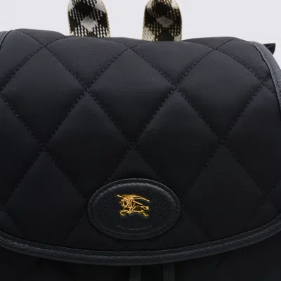 Burberry Womens Black Horseshoe Drawstring Woven Backpack