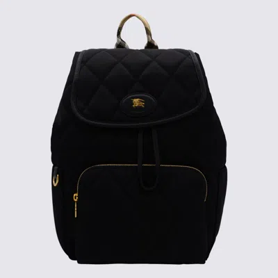 Burberry Womens Black Horseshoe Drawstring Woven Backpack