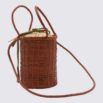 Dragon Diffusion Woven Bucket Bag Crossbody Strap In Brown