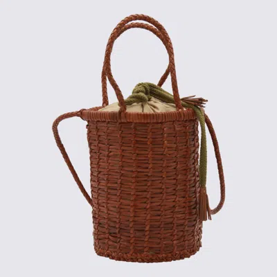 Dragon Diffusion Woven Bucket Bag Crossbody Strap In Brown