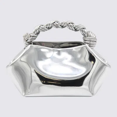 Ganni Silver Leather Small Bou Top Handle Bag