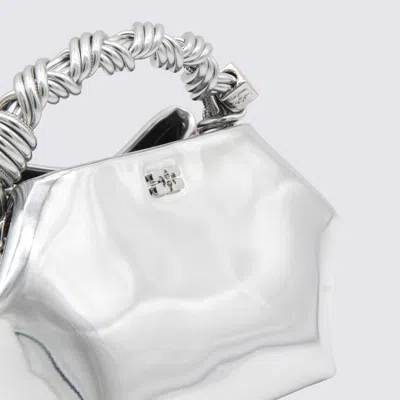 Ganni Silver Leather Small Bou Top Handle Bag
