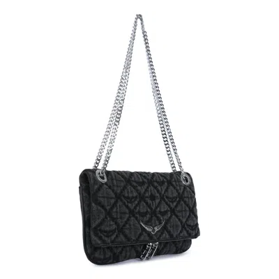 Zadig & Voltaire Rock Ii Diamond Quilted Monogram Denim Crossbody Bag