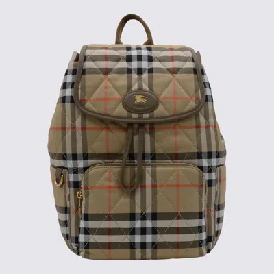 Burberry Beige Horseshoe Backpack In Multi