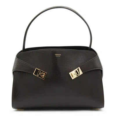 Ferragamo Structured Shoulder Bag Detachable Strap In Black
