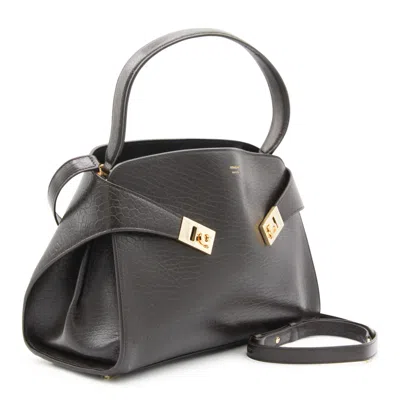 Ferragamo Structured Shoulder Bag Detachable Strap In Black