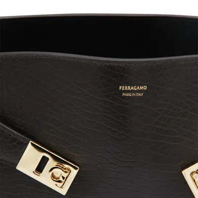 Ferragamo Structured Shoulder Bag Detachable Strap In Black