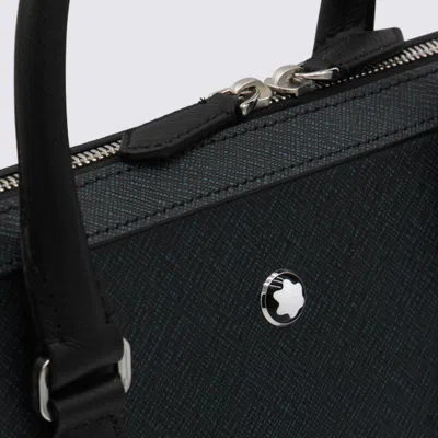 Montblanc Dark Blue Leather Top Handle Bag