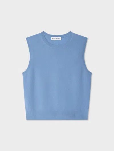 White & Warren Cashmere Tank Top In Blue In Blue