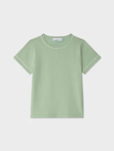 White & Warren Fine Cotton Baby Tee Top In White In Green