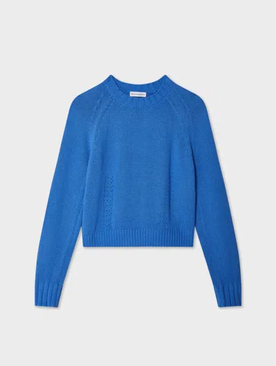 White & Warren Cotton Linen Sweatshirt In Blue In Blue