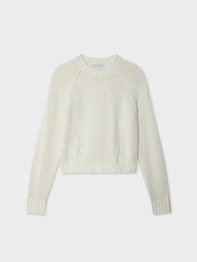 White & Warren Cotton Linen Sweatshirt In White In White