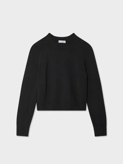 White & Warren Cashmere Drop Shoulder Crewneck Top In Black In Black