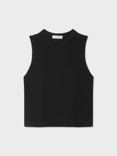 White & Warren Linen Blend Shell Tank Top In Black In Black