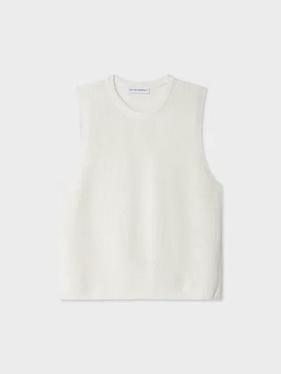 White & Warren Linen Blend Shell Tank Top In White In White