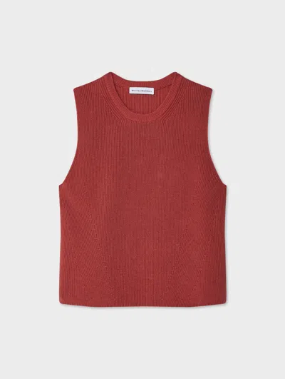 White & Warren Linen Blend Shell Tank Top In Strawberry Jam In Red
