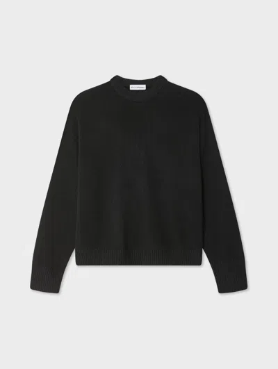 White & Warren Cashmere Drop Shoulder Crewneck Top In Black In Black