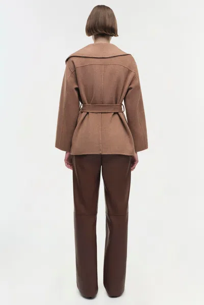 Simkhai Rowen Fringe Belted Wool-blend Jacket In Brown