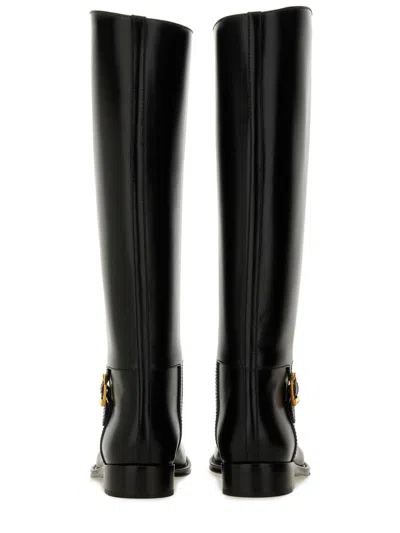 Saint Laurent Black Horny Leather Boots In Black