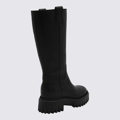 Hogan Knee-high Boots With Chunky Sole And Pull Tab In Black