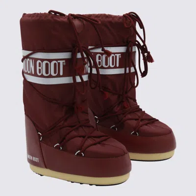 Moon Boot Burgundy Nylon And Synthetic Leather Icon Boots In Burgundy