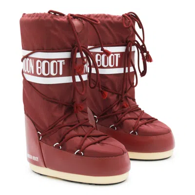 Moon Boot Burgundy Nylon And Synthetic Leather Icon Boots In Burgundy