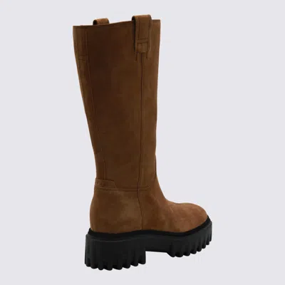 Hogan Platform Zip-fastening Knee-high Boots In Brown