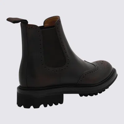 Church's Chunky Sole Ankle Boots With Brogue Detailing In Black